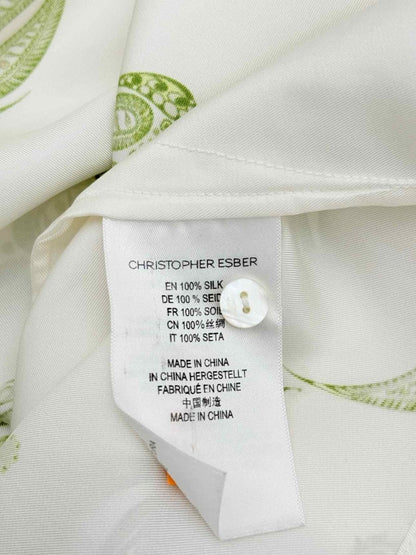 Pre - loved CHRISTOPHER ESBER Bahia White & Green Size US 6 Shirt at Reems Closet