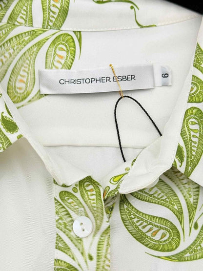 Pre - loved CHRISTOPHER ESBER Bahia White & Green Size US 6 Shirt at Reems Closet