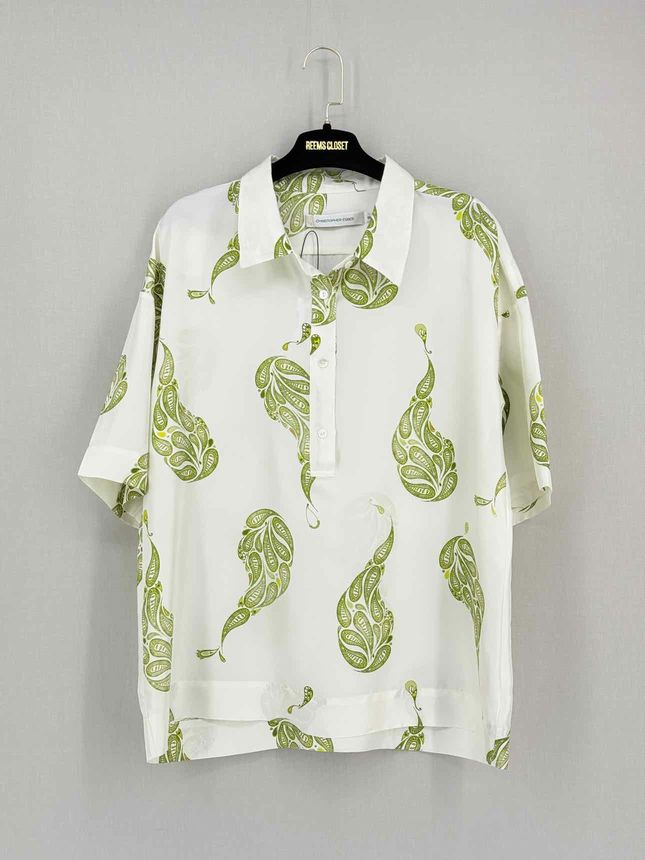 Pre - loved CHRISTOPHER ESBER Bahia White & Green Size US 6 Shirt at Reems Closet