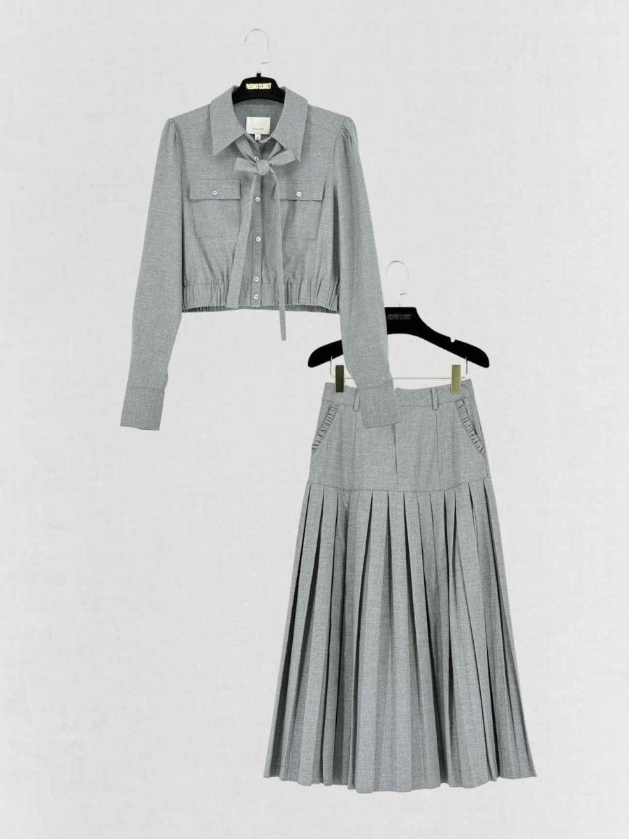 Pre - loved CINQ A SEPT Grey Pleated Size XSmall Outfit Set at Reems Closet