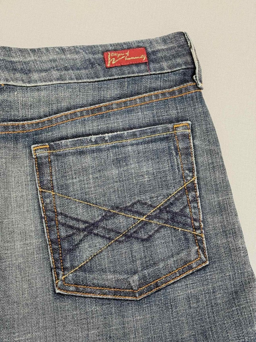 Pre - loved CITIZEN OF HUMANITY Rip design Denim Size 31 Mini Skirt at Reems Closet