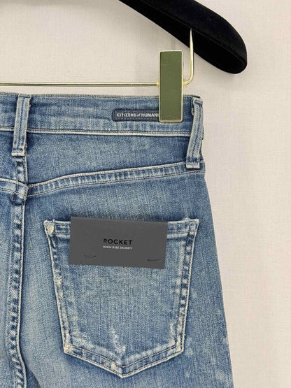 Pre - loved CITIZEN OF HUMANITY Rocket Blue Ripped Size 24 Jeans at Reems Closet