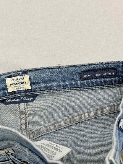 Pre - loved CITIZEN OF HUMANITY Rocket Blue Ripped Size 24 Jeans at Reems Closet