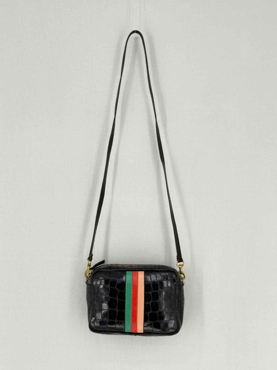 Pre - loved CLARE V. Midi Sac Black Croc Embossed Crossbody at Reems Closet