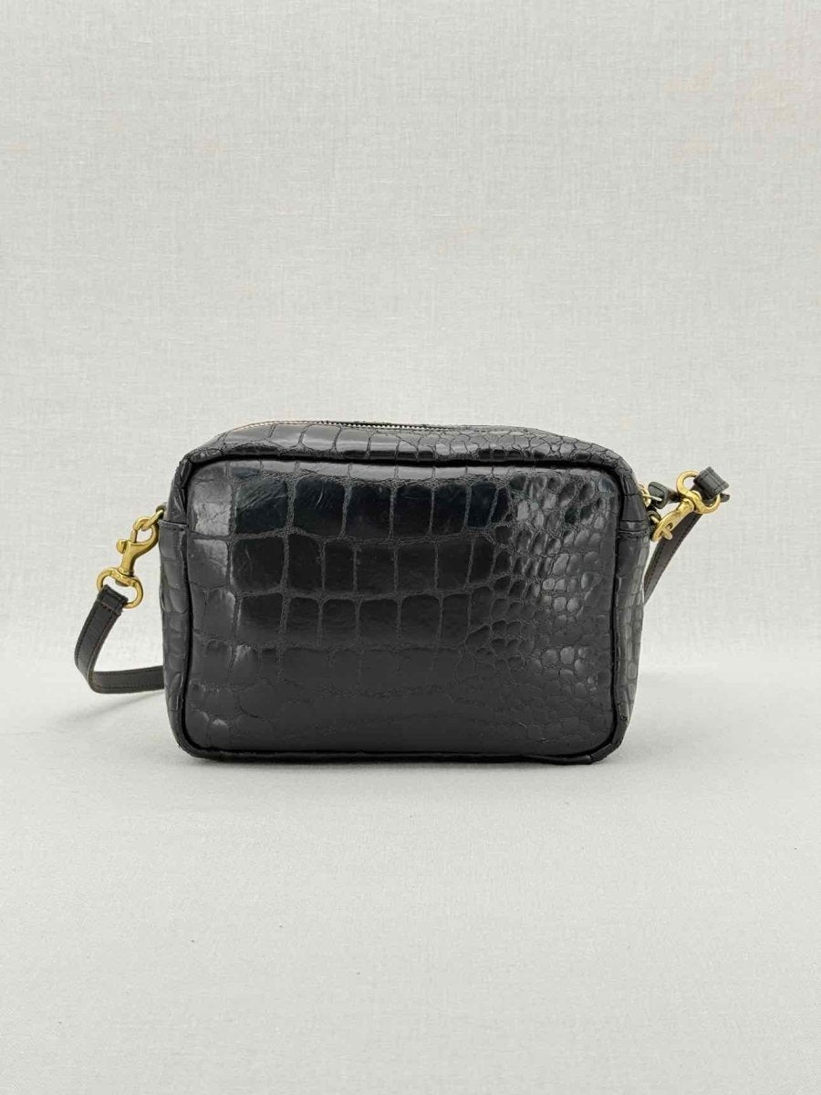 Pre - loved CLARE V. Midi Sac Black Croc Embossed Crossbody at Reems Closet