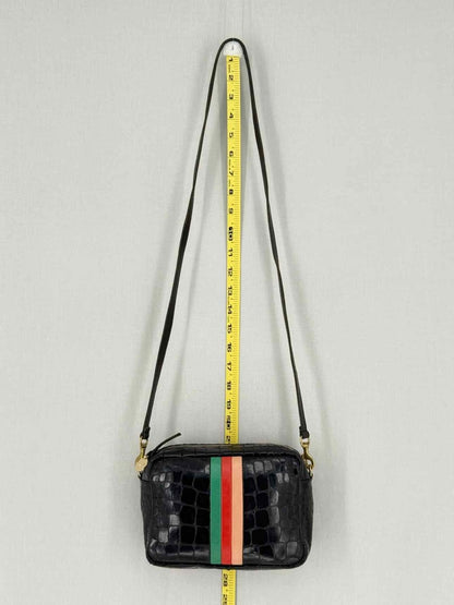 Pre - loved CLARE V. Midi Sac Black Croc Embossed Crossbody at Reems Closet