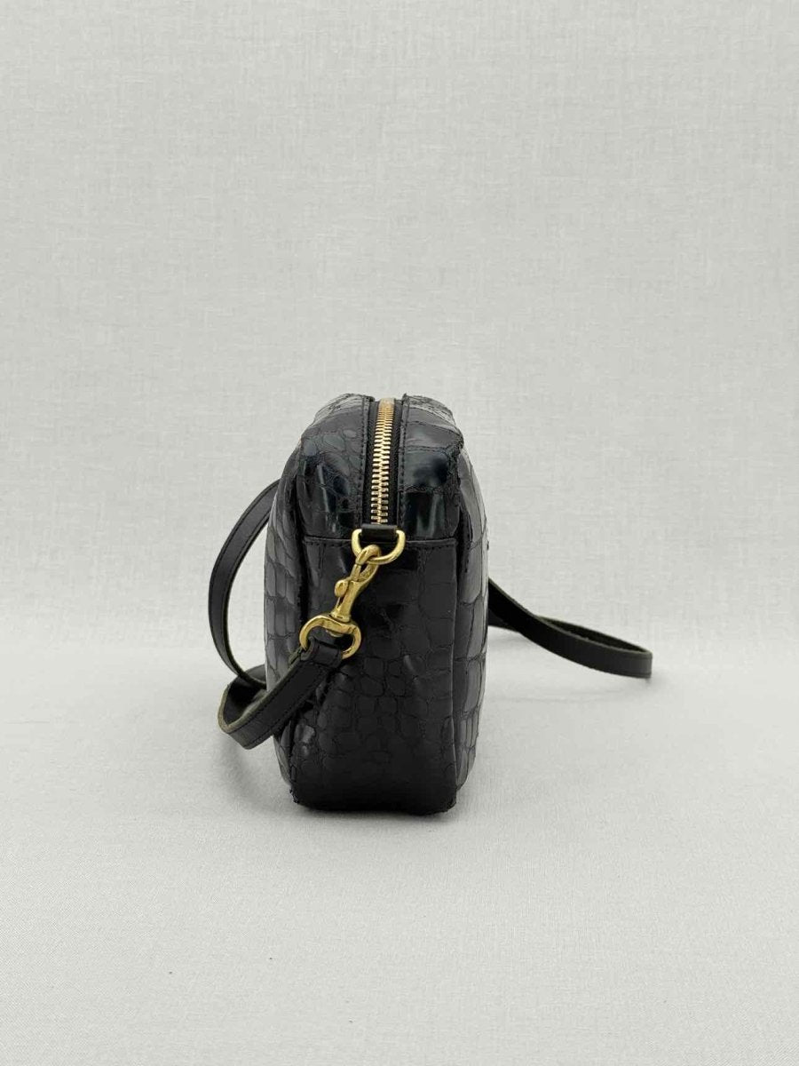 Pre - loved CLARE V. Midi Sac Black Croc Embossed Crossbody at Reems Closet