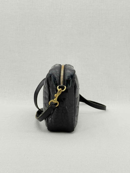 Pre - loved CLARE V. Midi Sac Black Croc Embossed Crossbody at Reems Closet