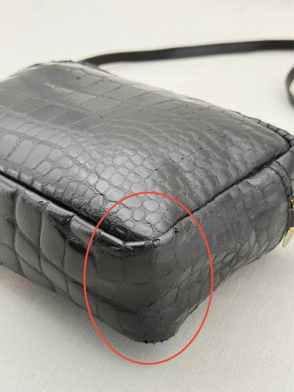 Pre - loved CLARE V. Midi Sac Black Croc Embossed Crossbody at Reems Closet