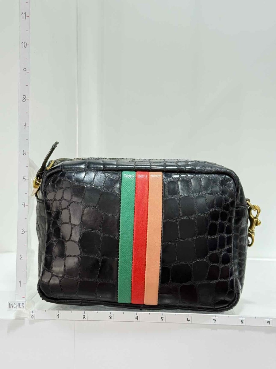 Pre - loved CLARE V. Midi Sac Black Croc Embossed Crossbody at Reems Closet