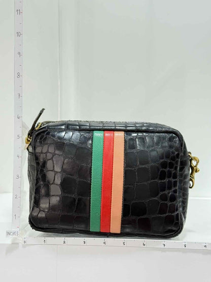 Pre - loved CLARE V. Midi Sac Black Croc Embossed Crossbody at Reems Closet