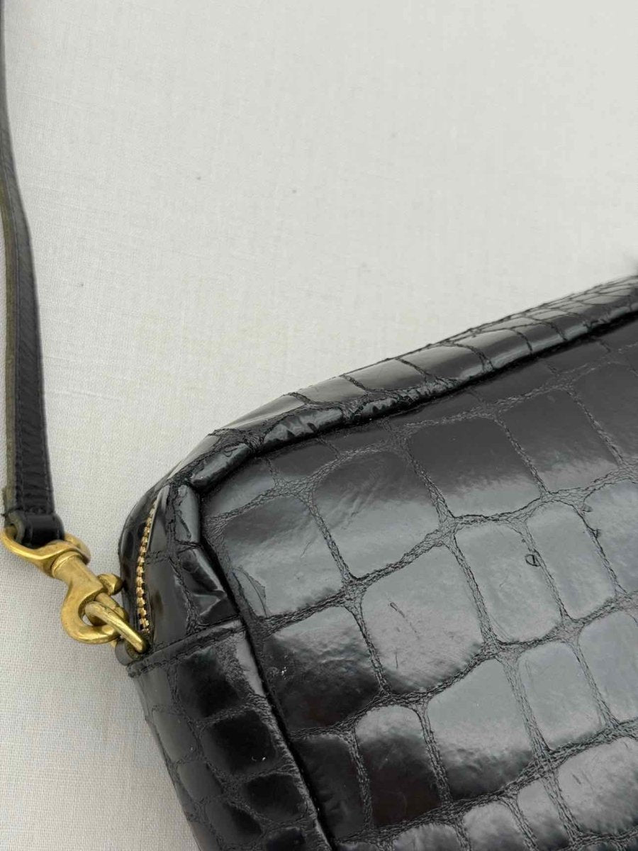 Pre - loved CLARE V. Midi Sac Black Croc Embossed Crossbody at Reems Closet
