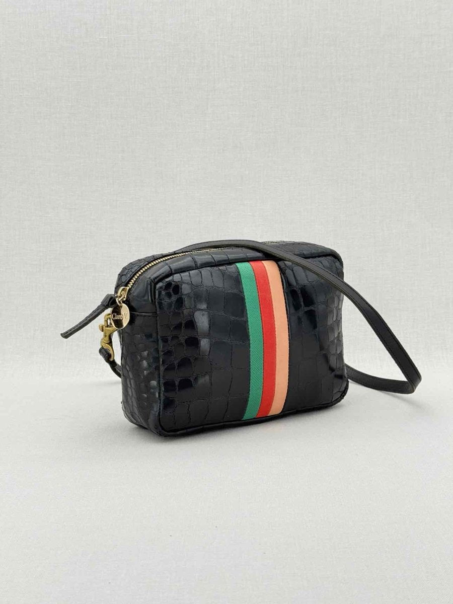 Pre - loved CLARE V. Midi Sac Black Croc Embossed Crossbody at Reems Closet