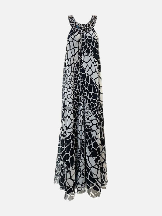 Pre-loved CLASS ROBERTO CAVALLI Black & White Print Long Dress from Reems Closet