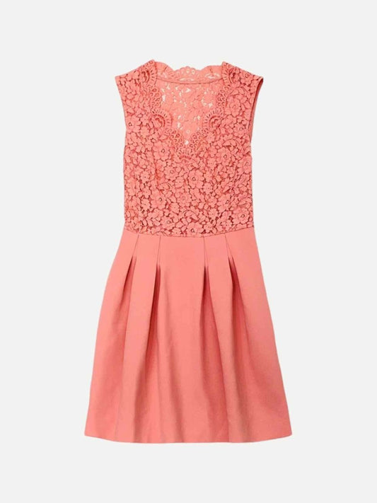 Pre - loved CLAUDIE PIERLOT Lace Bodice Pink Knee Length Dress at Reems Closet