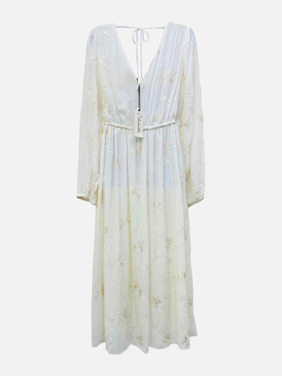 Pre - loved CLEOBELLA Off - white Printed Midi Dress at Reems Closet