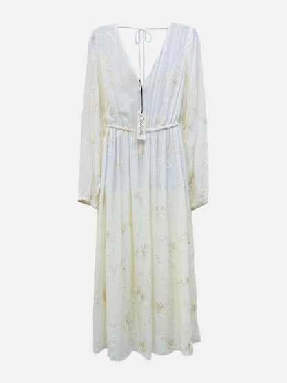 Pre - loved CLEOBELLA Off - white Printed Midi Dress at Reems Closet