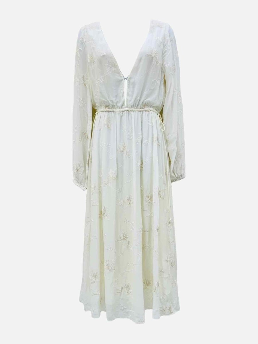 Pre - loved CLEOBELLA Off - white Printed Midi Dress at Reems Closet