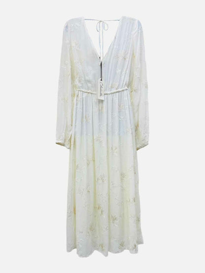Pre - loved CLEOBELLA Off - white Printed Size Small Midi Dress at Reems Closet