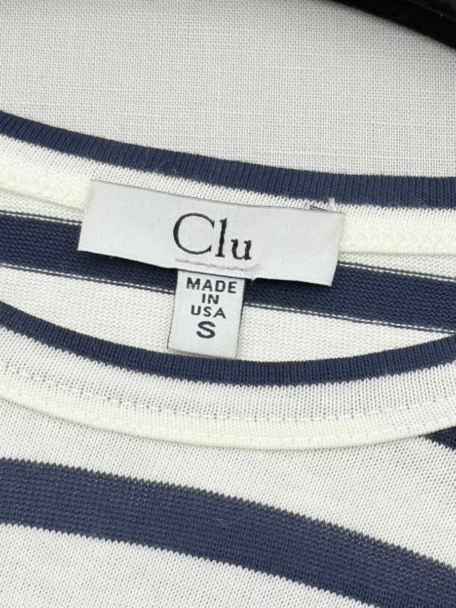 Pre - loved CLU White & Navy Blue Striped Size Small Top at Reems Closet