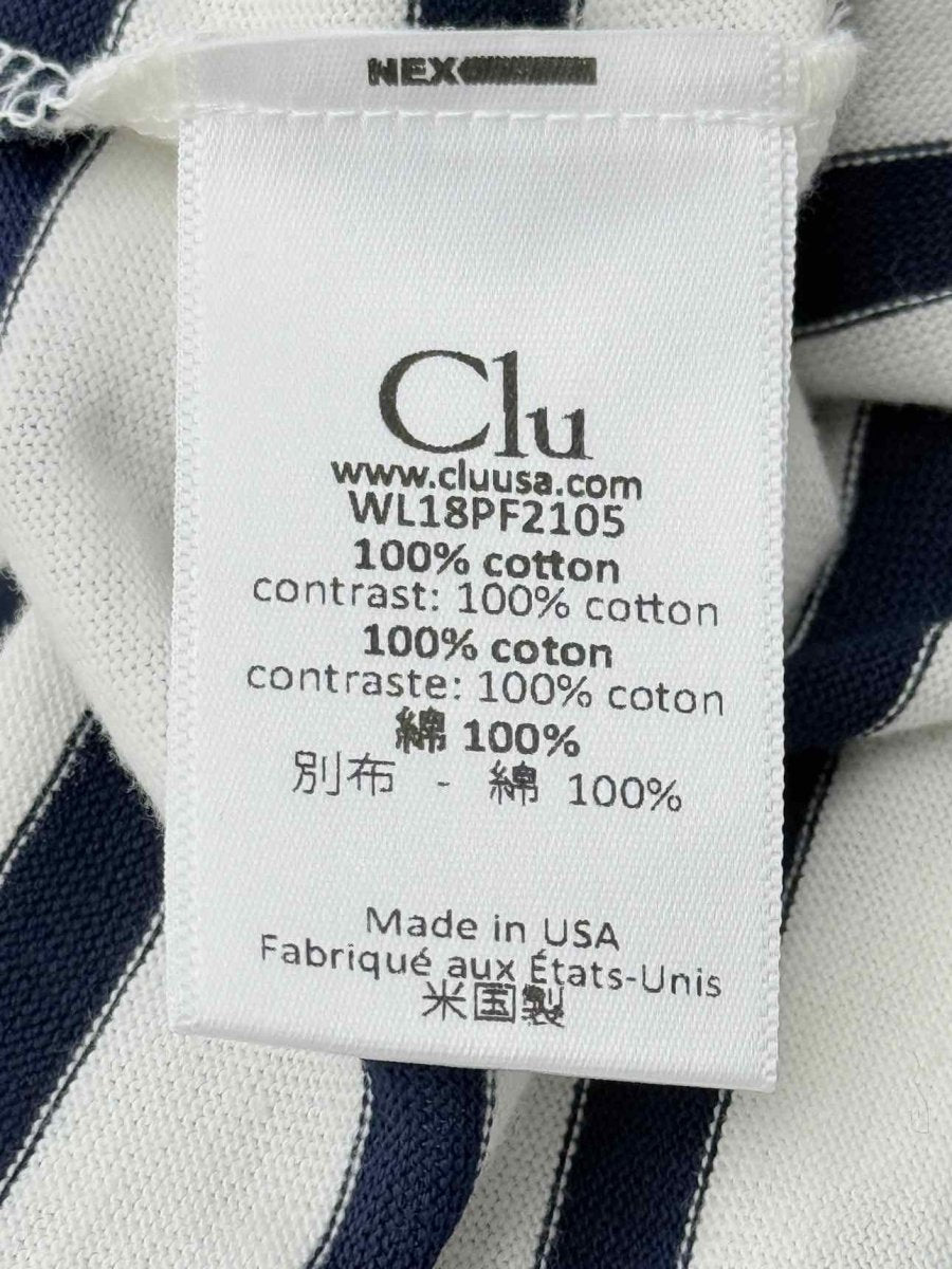 Pre - loved CLU White & Navy Blue Striped Size Small Top at Reems Closet