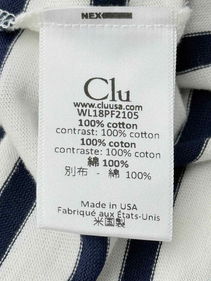 Pre - loved CLU White & Navy Blue Striped Size Small Top at Reems Closet