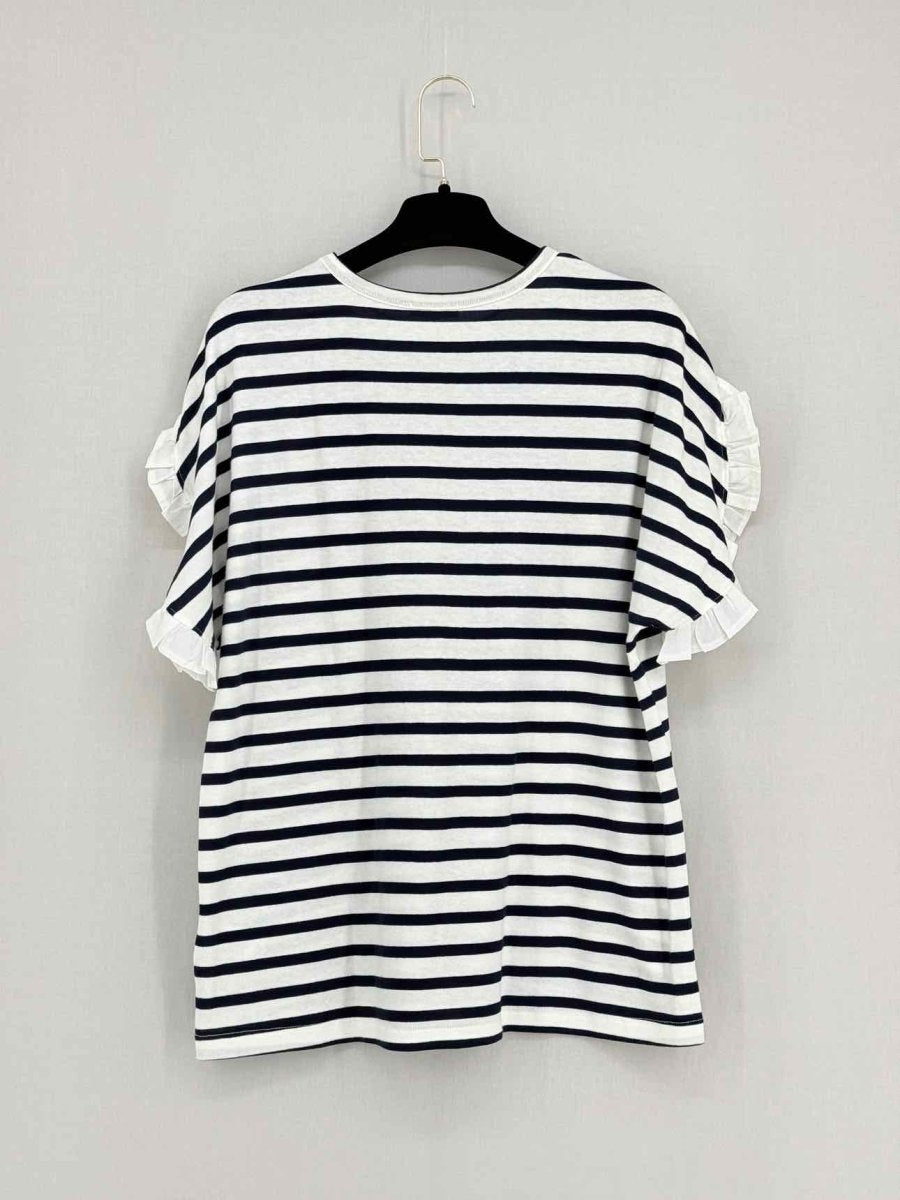 Pre - loved CLU White & Navy Blue Striped Size Small Top at Reems Closet