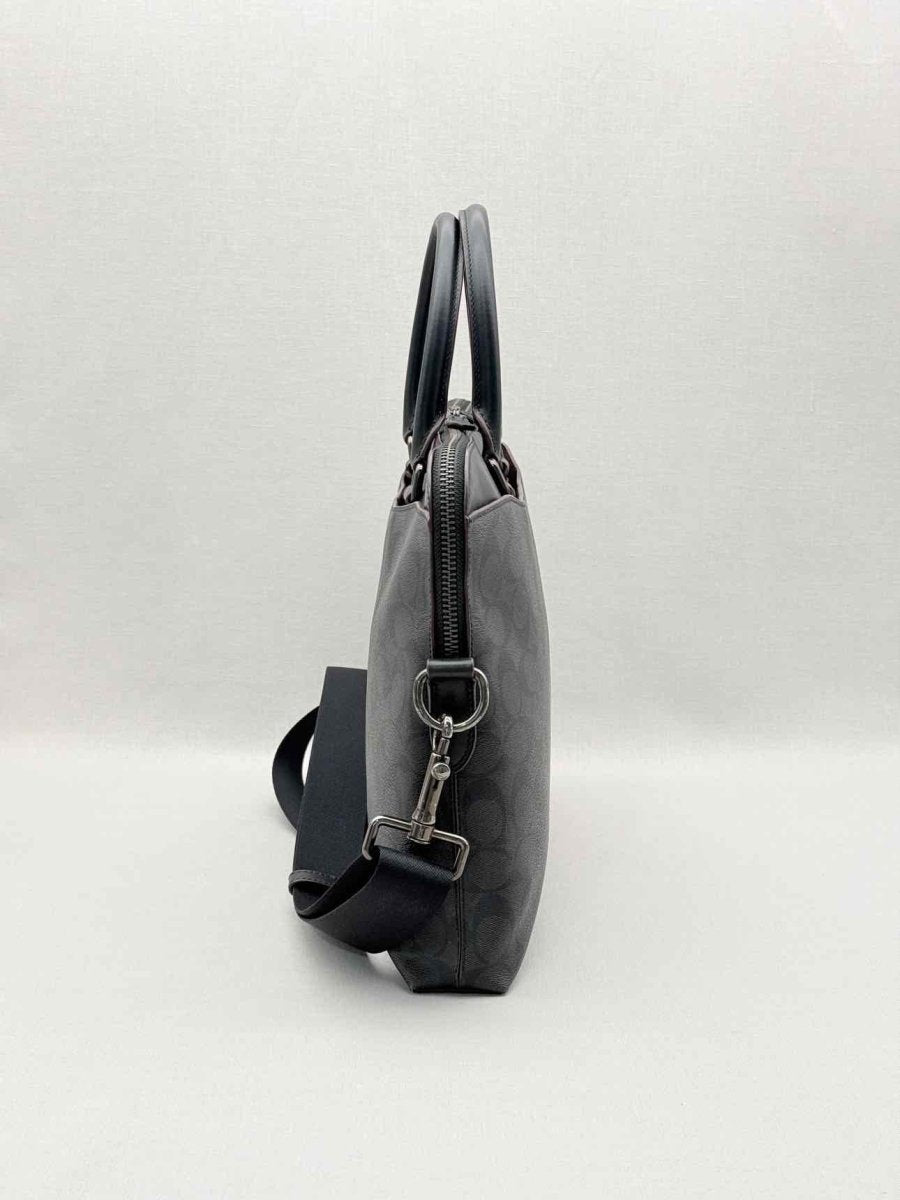 Pre-loved COACH Beckett Slim Black Signature Laptop Bag at Reems Closet