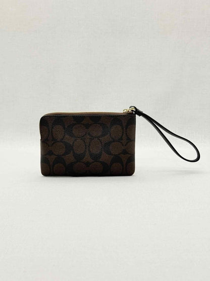 Pre - loved COACH Corner Zip Brown Signature Wristlet at Reems Closet