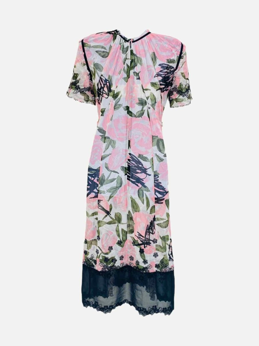 Pre - loved COACH Runway Pink Multicolor Sheer Floral Midi Dress at Reems Closet