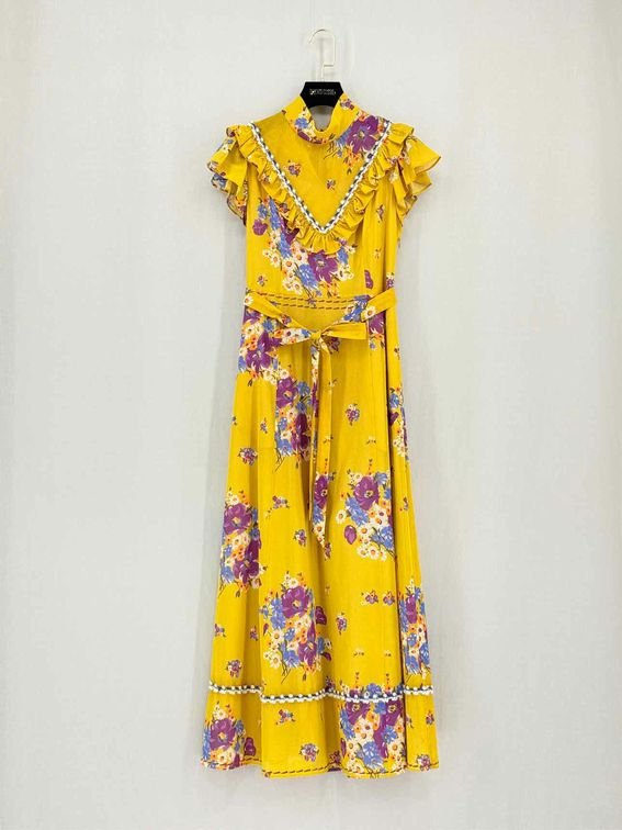 Pre-loved COACH Yellow Multicolor Size US 00 Midi Dress at Reems Closet