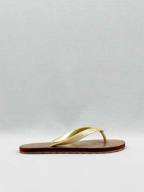 Pre - loved COACH Zak Gold Monogram Size EU 37 - 38 Flip flops at Reems Closet