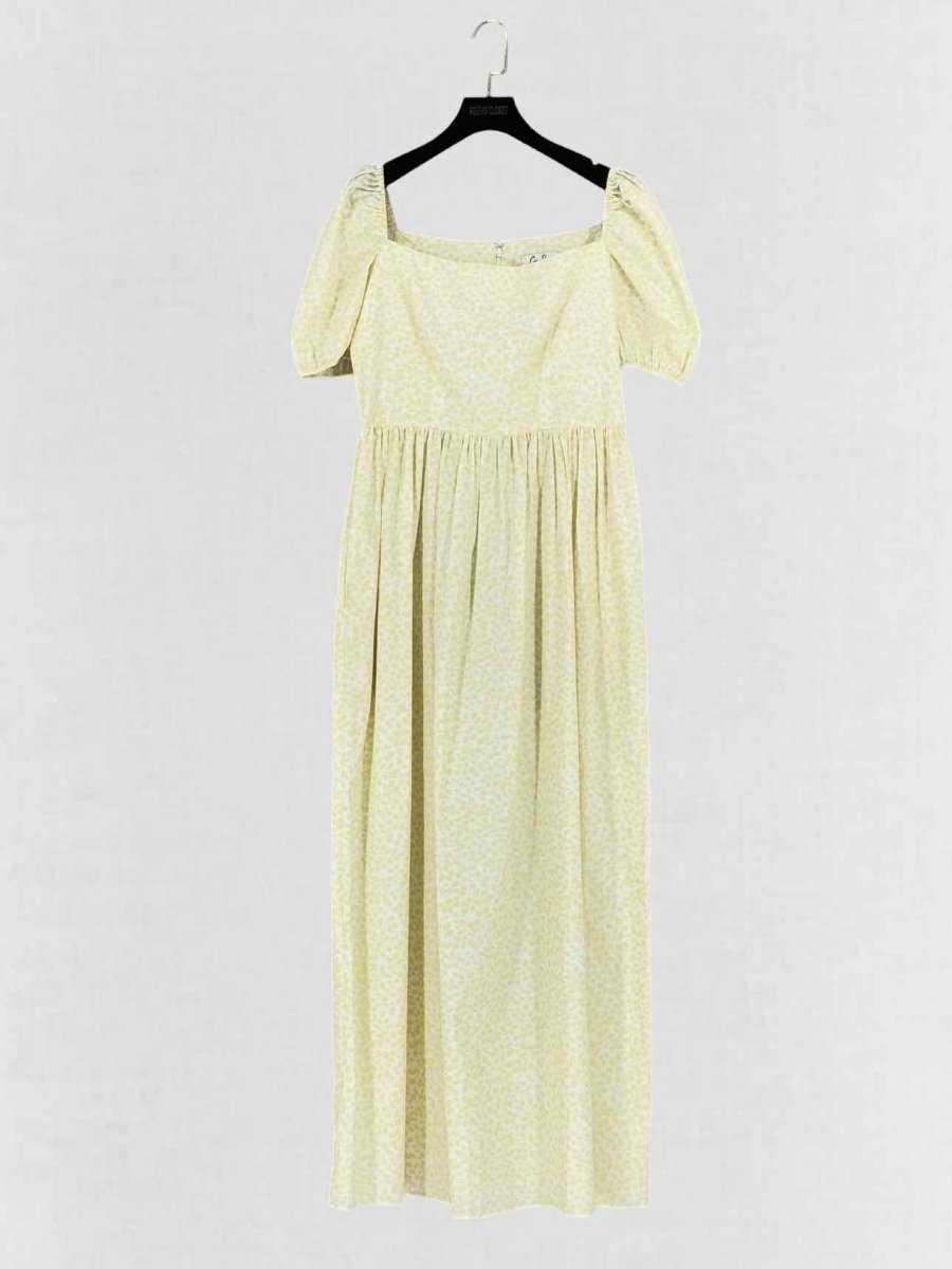 Pre - loved COCO SHOP Yellow & White Size Medium Midi Dress at Reems Closet
