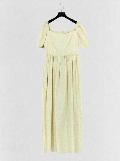 Pre - loved COCO SHOP Yellow & White Size Medium Midi Dress at Reems Closet