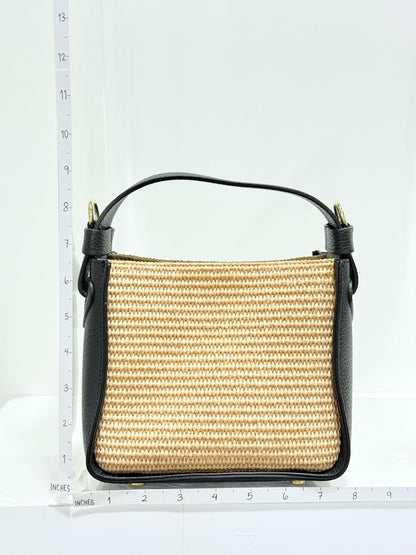 Pre - loved CONTIGO V - Bag Raffia Beige & Black Crossbody at Reems Closet