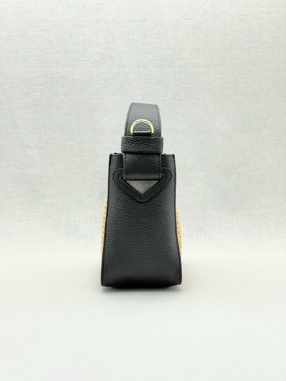 Pre - loved CONTIGO V - Bag Raffia Beige & Black Crossbody at Reems Closet