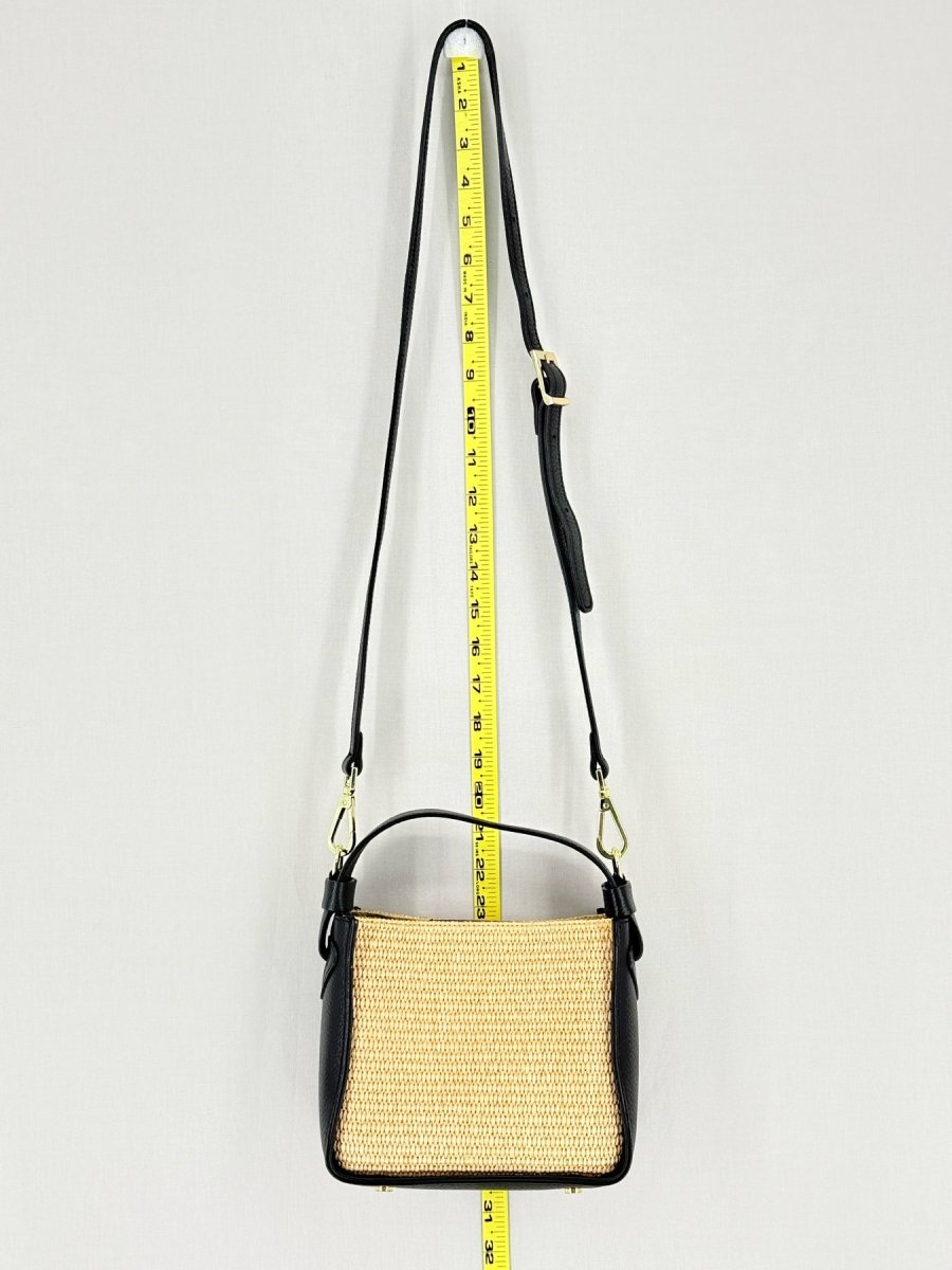 Pre - loved CONTIGO V - Bag Raffia Beige & Black Crossbody at Reems Closet