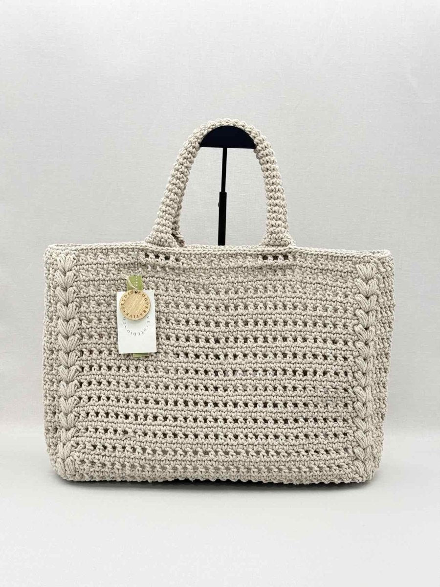 Pre-loved COOPERATIVE STUDIO Daily Beige Crochet Tote Bag at Reems Closet