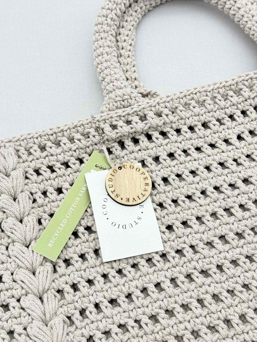 Pre-loved COOPERATIVE STUDIO Daily Beige Crochet Tote Bag at Reems Closet