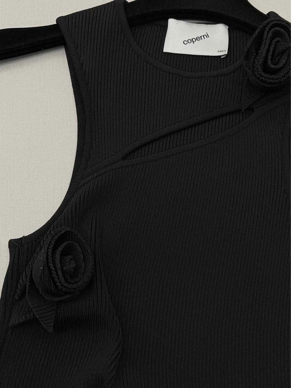 Pre-loved COPERNI Asymmetric Flower Black Size Small Short Dress at Reems Closet