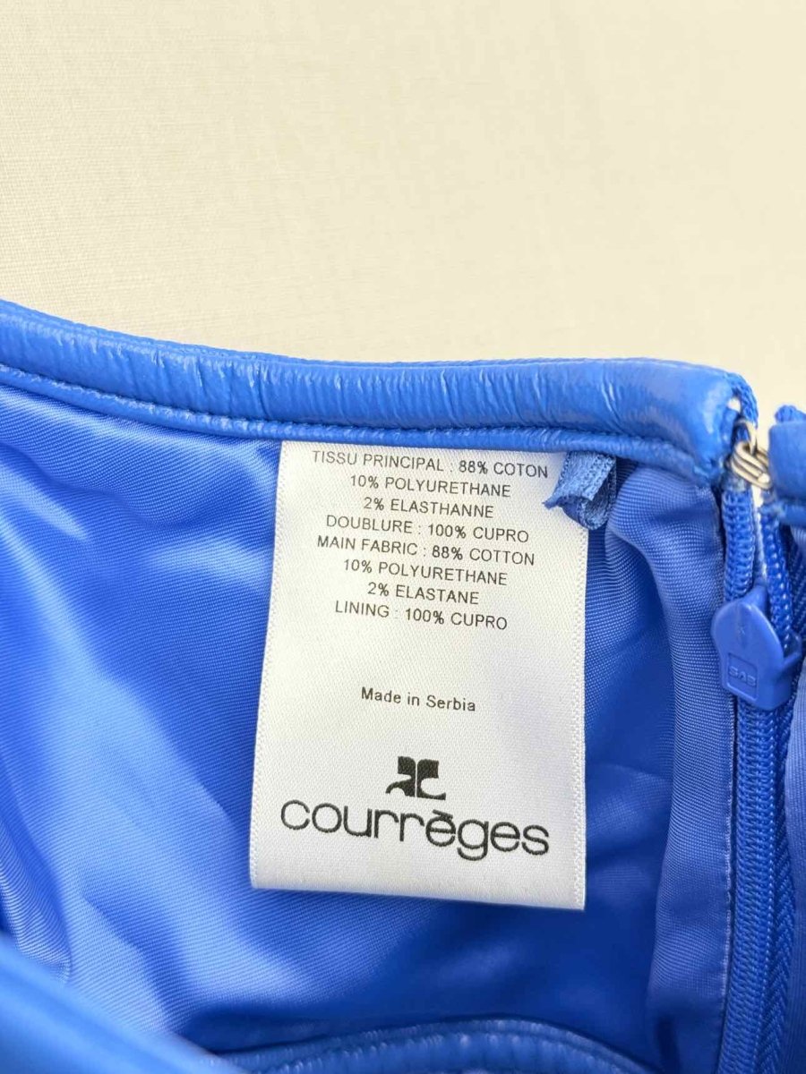 Pre-loved COURREGES Crisscross Cutout Vinyl Blue Short Dress at Reems Closet