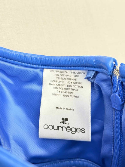 Pre-loved COURREGES Crisscross Cutout Vinyl Blue Short Dress at Reems Closet