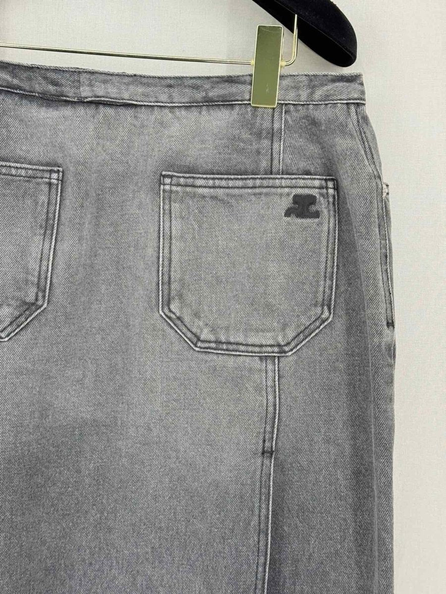 Pre-loved COURREGES Heritage Cut-Out Grey Size US 10 Long Skirt at Reems Closet