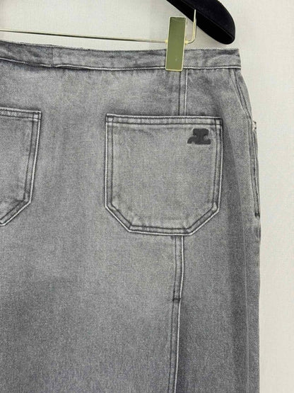 Pre-loved COURREGES Heritage Cut-Out Grey Size US 10 Long Skirt at Reems Closet
