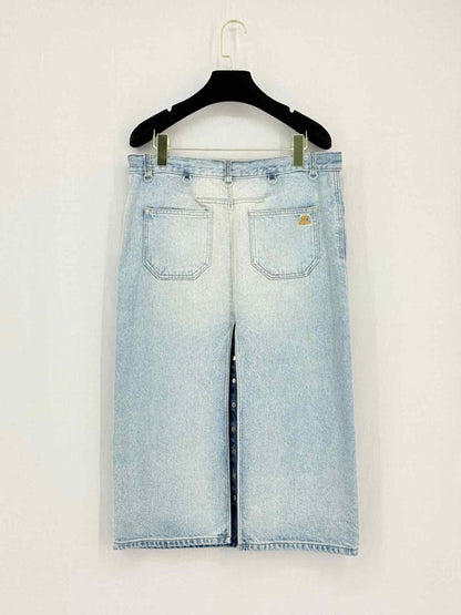 Pre - loved COURREGES Multiflex Light Blue Size US 6 Midi Skirt at Reems Closet
