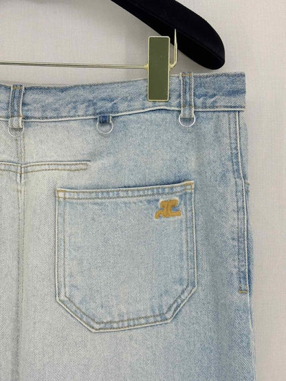 Pre - loved COURREGES Multiflex Light Blue Size US 6 Midi Skirt at Reems Closet