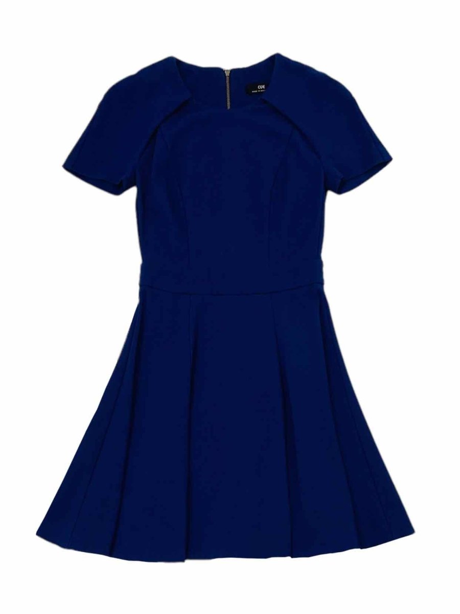 Pre - loved CUE Fit &amp; Flare Navy Blue Size Small Short Dress at Reems Closet