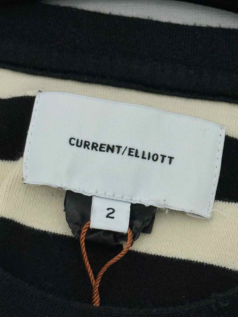 Pre - loved CURRENT ELLIOTT Black & White Striped Size US 2 T-shirt at Reems Closet