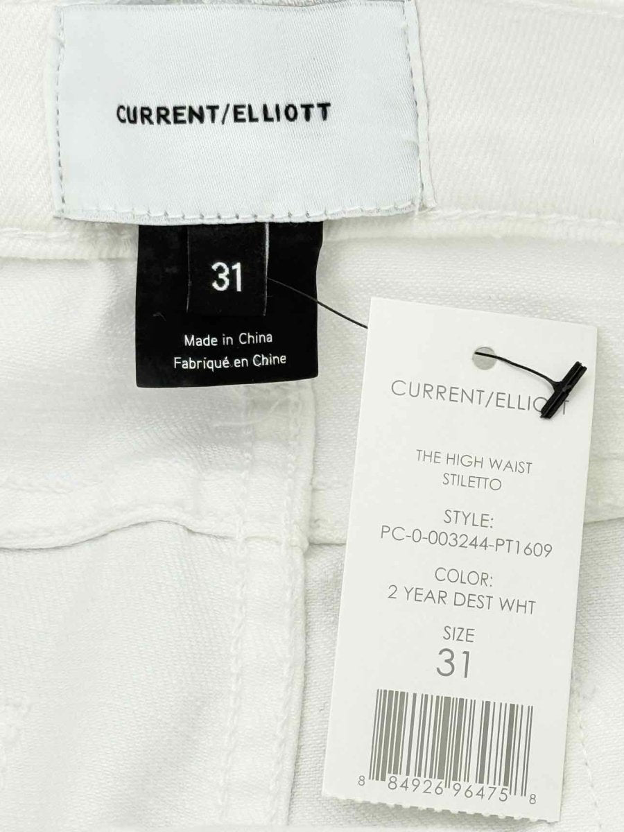 Pre - loved CURRENT ELLIOTT Off - white Distressed Size 31 Jeans at Reems Closet