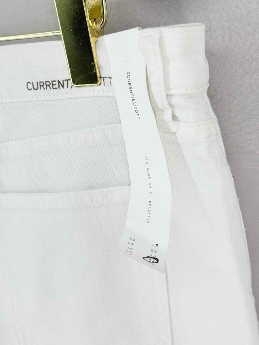Pre - loved CURRENT ELLIOTT Off - white Distressed Size 31 Jeans at Reems Closet